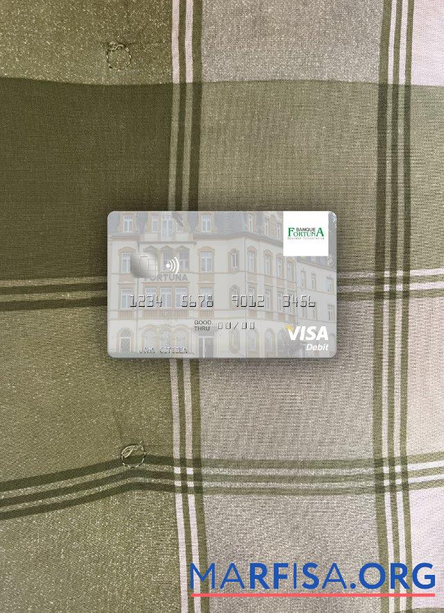 Downloadable Luxembourg Banque Fortuna visa debit card photolook front download for verification